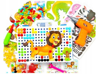 Kreatywna Mozaika ZOO W Walizce 198 el. Układanka 3D, Klocki, Wkrętarka Zes