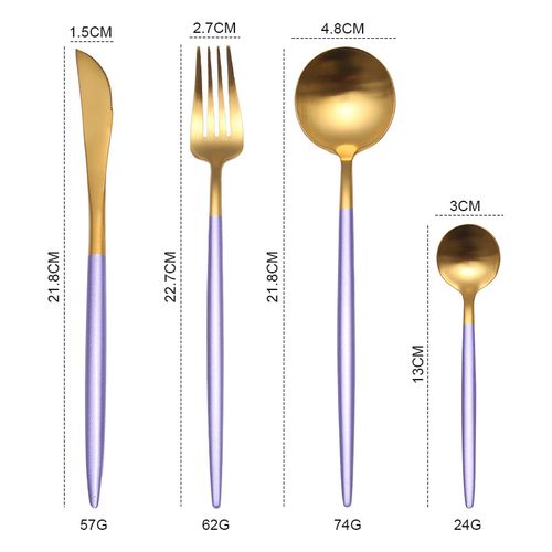 Zestaw  Sztućców Zestaw Dla 1 Osoby - HOME DECOR - Piękno I Elegancja - LOFT Srebrno Fioletowy na Arena.pl