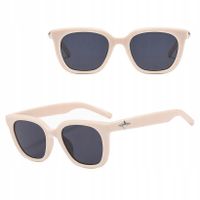 OKULARY PRZECIWSŁONECZNE filtr UV400 Kremowe damskie + ETUI + ŚCIERKA