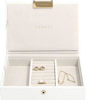 Szkatułka na biżuterię Stackers Croc mini biała z pokrywką