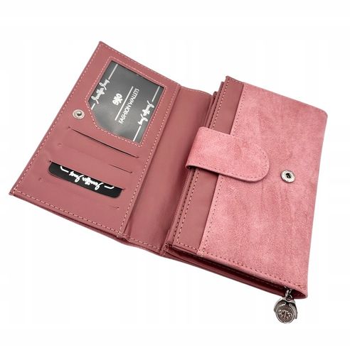 PORTFEL damski mały skórzany prezent różowy Jennifer Jones pojemny eko na Arena.pl