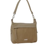 Skórzana torebka z zamszowym akcentem - Beżowa