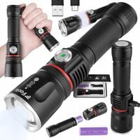 MOCNA LATARKA LED AKUMULATOROWA TAKTYCZNA ZOOM USB