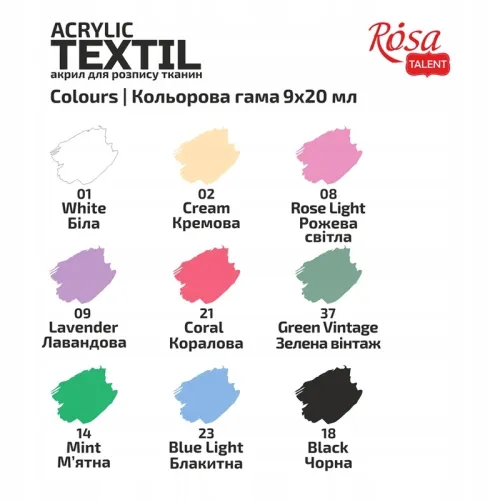 ROSA TALENT FARBY DO TKANIN ZESTAW 9 KOLORÓW 20 ML UNICORN na Arena.pl