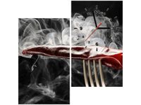 60X60CM ZEGAR GORĄCA PAPRYCZKA CHILI OBRAZ DREWNO ŚCIAN KWADRAT