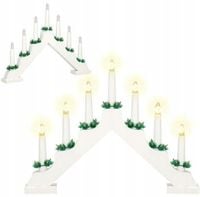 ŚWIECZNIK ADWENTOWY ŚWIECZKI LAMPKI ŚWIĄTECZNY DEKORACJA OKNO 7 led BIAŁY