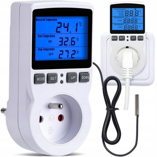 TERMOSTAT ELEKTRONICZNY REGULATOR TEMPERATURY GNIAZDO SIECI 230V max. 3680W na Arena.pl