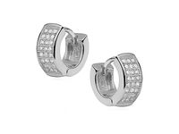 Eleganckie rodowane srebrne kolczyki kółka z cyrkoniami srebro 925 Z0965