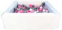 Kwadratowy suchy basen z ekoskóry z 300 piłeczkami - DUŻY ZESTAW DO ZABAWY