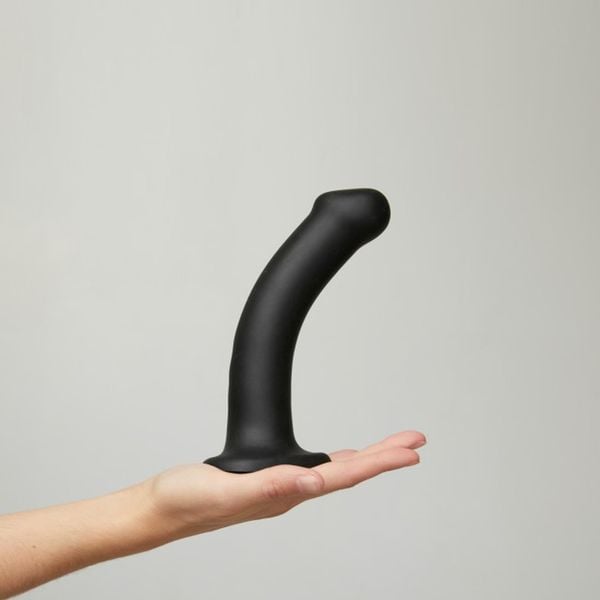 Semi-Realistic Dual Density Bendable Dildo Black - M zdjęcie 5