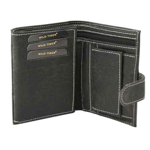 portfel skórzany męski pionowy wild tiger - czarny na Arena.pl