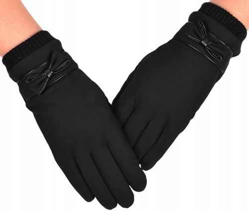 Damskie Ciepłe Zimowe Rękawiczki Dotykowe Kokarda na Arena.pl