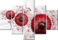 70 100CM OBRAZ 5 ELEM CZERWONY DMUCHAWCE 4 DRUK PŁÓTNO