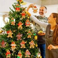 Zestaw ozdób choinkowych drewniane pierniczki 32 szt ozdoby świąteczne