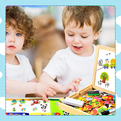 tablica magnetyczna suchościeralna kredowa farma dla dzieci pudełko j na Arena.pl