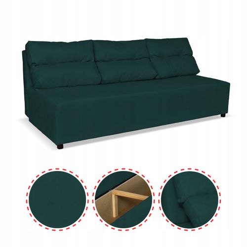 Kanapa sofa KIMO funkcja spania pojemnik Family Meble Hunter zielony welur na Arena.pl