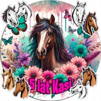 OPŁATEK NA TORT 20CM - KOŃ HORSE DEKORACJA URODZINOWA + IMIĘ 15CM 18CM