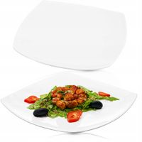 TALERZ PŁASKI PORCELANOWY IZABELLA 25,6 CM KWADRATOWY OBIADOWY BIAŁY