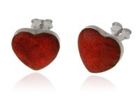 Eleganckie srebrne kolczyki serca serduszka z koralem koral srebro 925 K3217