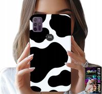 ETUI DO MOTOROLA MOTO G10 / G30 - CZARNO - BIAŁE ŁATY KROWA, MODNE WZORY