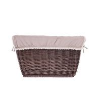 DUŻY KOSZ NA ZABAWKI Z WIKLINY POJEMNY KOSZ WIKLINOWY NA DREWNO Z OBSZYCIEM 52X43 H 30 CM