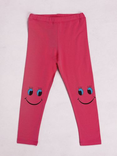 Legginsy dziewczęce getry długie 7/8 uśmiech fuksja 110-116 YOCLUB na Arena.pl