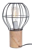 Lampa czarna nowoczesna na pieńku z żarówką