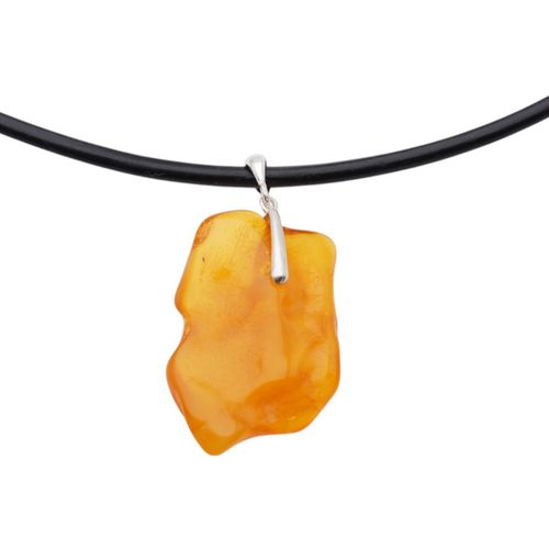 Naszyjnik na rzemieniu - Bursztyn i srebro na Arena.pl