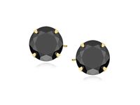 OKRĄGŁE POZŁACANE KOLCZYKI WKRĘTKI CZARNE CYRKONIE