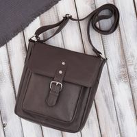 listonoszka męska na ramię vintage retro ze skóry naturalnej brązowa