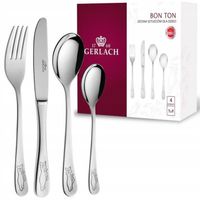 GERLACH SZTUĆCE DZIECI DZIECIĘCE KOMPLET 4EL KOTKI STAL NIERDZEWNA BON TON