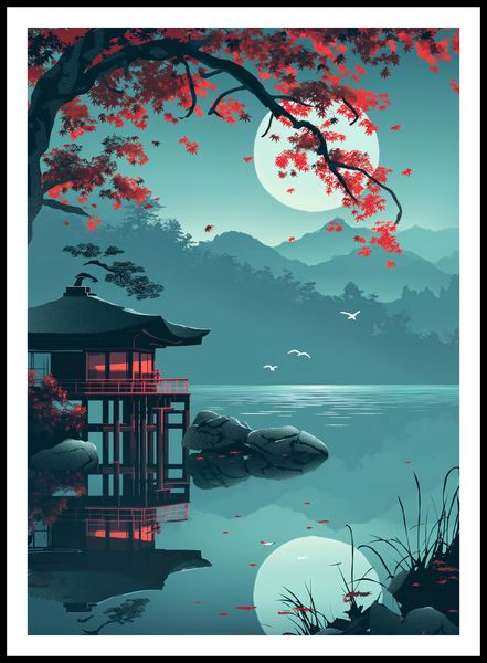 Plakat 64x90cm Japoński Pawilon zdjęcie 3