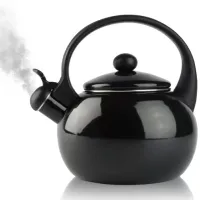 CZAJNIK tradycyjny EMALIOWANY CZARNY Z GWIZDKIEM STALOWY 2,2L INDUKCJA GAZ