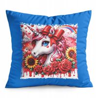 PODUSZKA NIEBIESKA PREZENT - JEDNOROŻEC UNICORN KOŃ