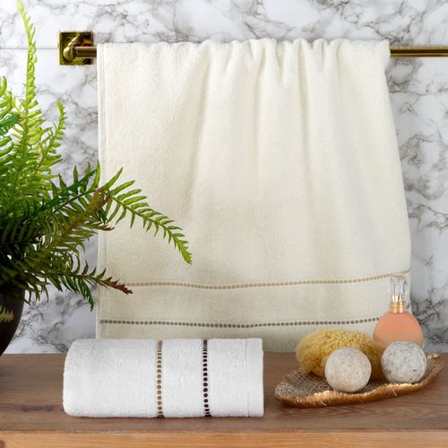 Ręcznik frotte z bordiurą SUZI 30X50 jasnoszary na Arena.pl