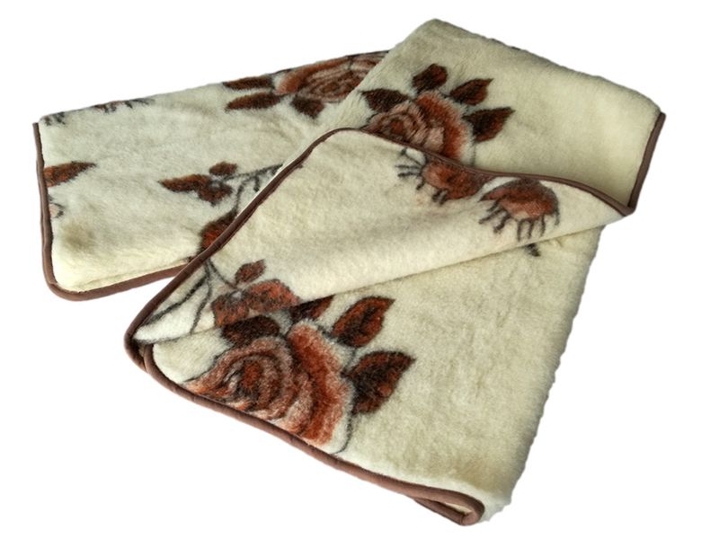 Koc Wełniany 160X200 Merynos Australijski Brązowe Róże Indygosklep.pl zdjęcie 4