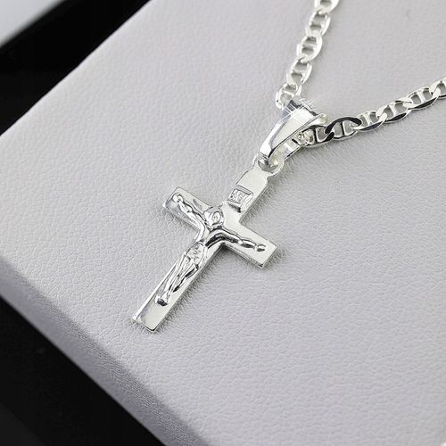 ŁAŃCUSZEK Z KRZYŻYKIEM KRZYŻ SREBRNY 925 DŁUGOŚĆ 55cm SPLOT GUCCI PUDEŁKO na Arena.pl