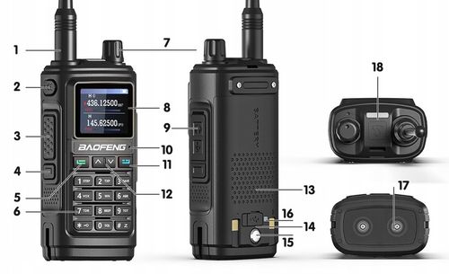 Krótkofalówka Radiotelefon Baofeng UV-17E Walkie Talkie PMR VHF UHF USB-C na Arena.pl
