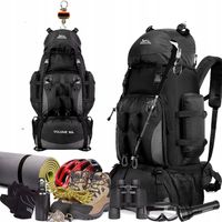 CZARNY PLECAK 90L POJEMNY DUZY PLECAK NA PODRÓŻ Wodoodporny Wiele kieszeni