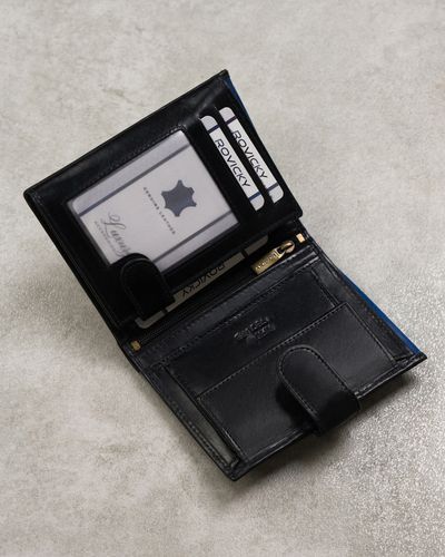 skórzany portfel męski na karty z systemem rfid protect— rovicky na Arena.pl