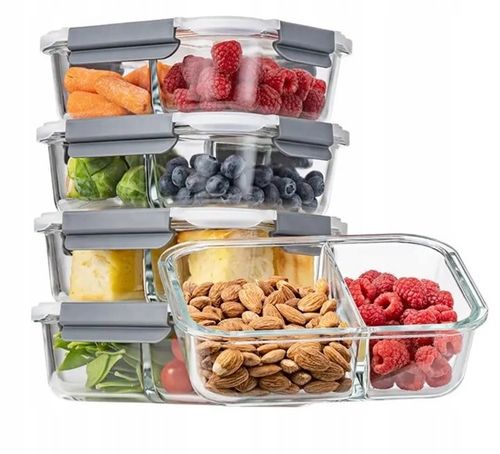 LUNCHBOX POJEMNIK SZKLANY NA ŻYWNOŚĆ ZESTAW 4SZT DWUKOMOROWE HERMETYCZNE na Arena.pl