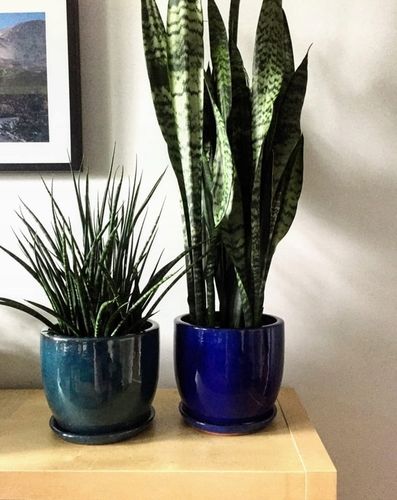 CERAMICZNA DONICZKA Z PODSTAWKIEM 23cm NIEBIESKA na Arena.pl