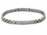 Elegancka bransoletka stalowa ze złoceniem dla mężczyzny z cyrkonią r22