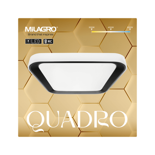 Natynkowa lampa salonowa Quadro LED 38W 3000-6000K biała czarna na Arena.pl