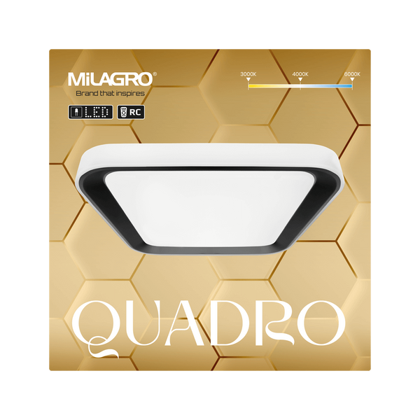 Natynkowa lampa salonowa Quadro LED 38W 3000-6000K biała czarna zdjęcie 3