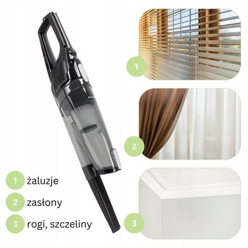 ODKURZACZ 2-w-1 RĘCZNY PIONOWY lekki MOCNY AKCESORIA filtr HEPA KAMILLE na Arena.pl