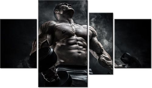 120CM 70 OBRAZ 4 ELEM MĘŻCZYZNA SIŁOWNI STALOWYM KOLORZE ŚCIENNY na Arena.pl