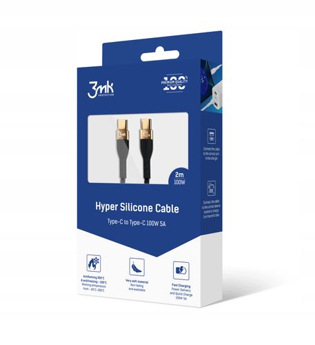 Kabel Przewód 3mk USB-C - USB-C 2m 100W Czarny na Arena.pl