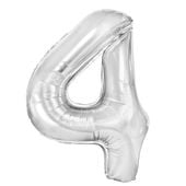 balon foliowy srebrny cyfra 4 100cm urodziny