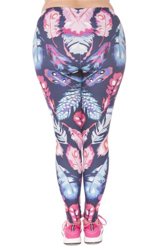 LEGGINSY PLUS SIZE FEATHERS COLOR na Arena.pl